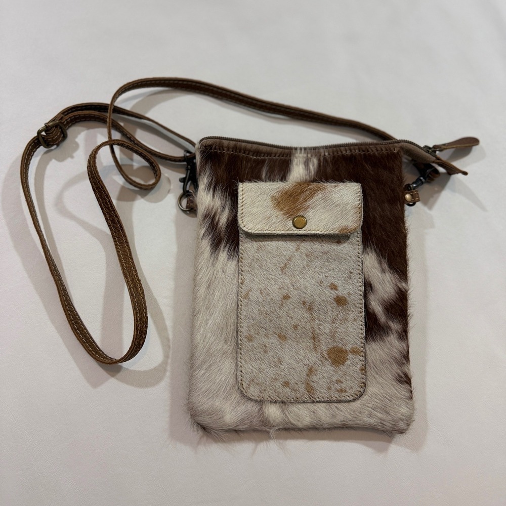 Myra Bag Crossbody Bag Women Small Brown Cowhide Leather Western Phone Pouch